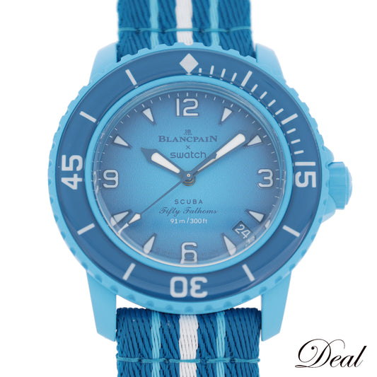 未使用 展示品 Swatch スウォッチ ブランパン スキューバ フィフティファゾムス SO35L400 ブルーラグーン メンズ 腕時計