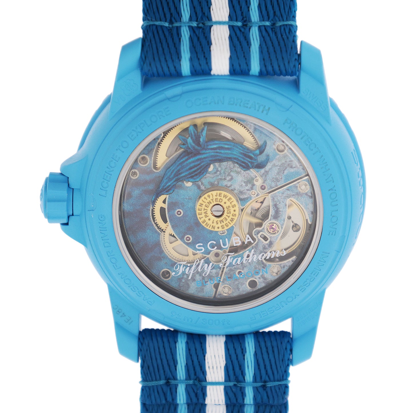 未使用 展示品 Swatch スウォッチ ブランパン スキューバ フィフティファゾムス SO35L400 ブルーラグーン メンズ 腕時計