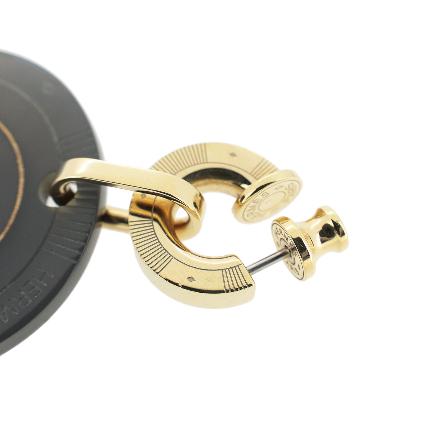 HERMES エルメス フェット ヴォ ジュ ハート スペード バッファローホーン ブラック レディース ピアス