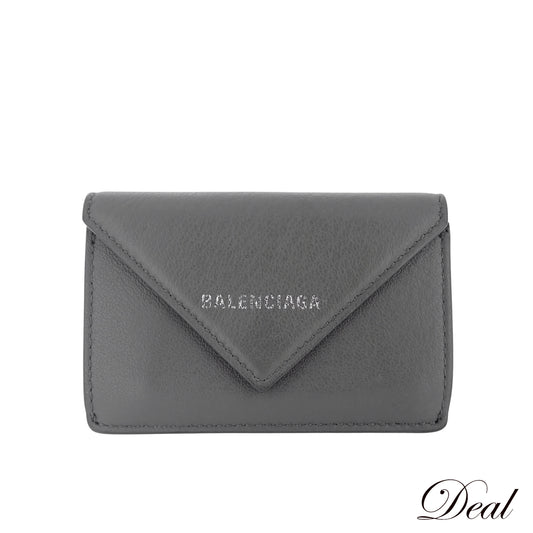 BALENCIAGA バレンシアガ ペーパー ミニウォレット 391446-DLQ0N-1215 グレー レディース 三つ折り財布