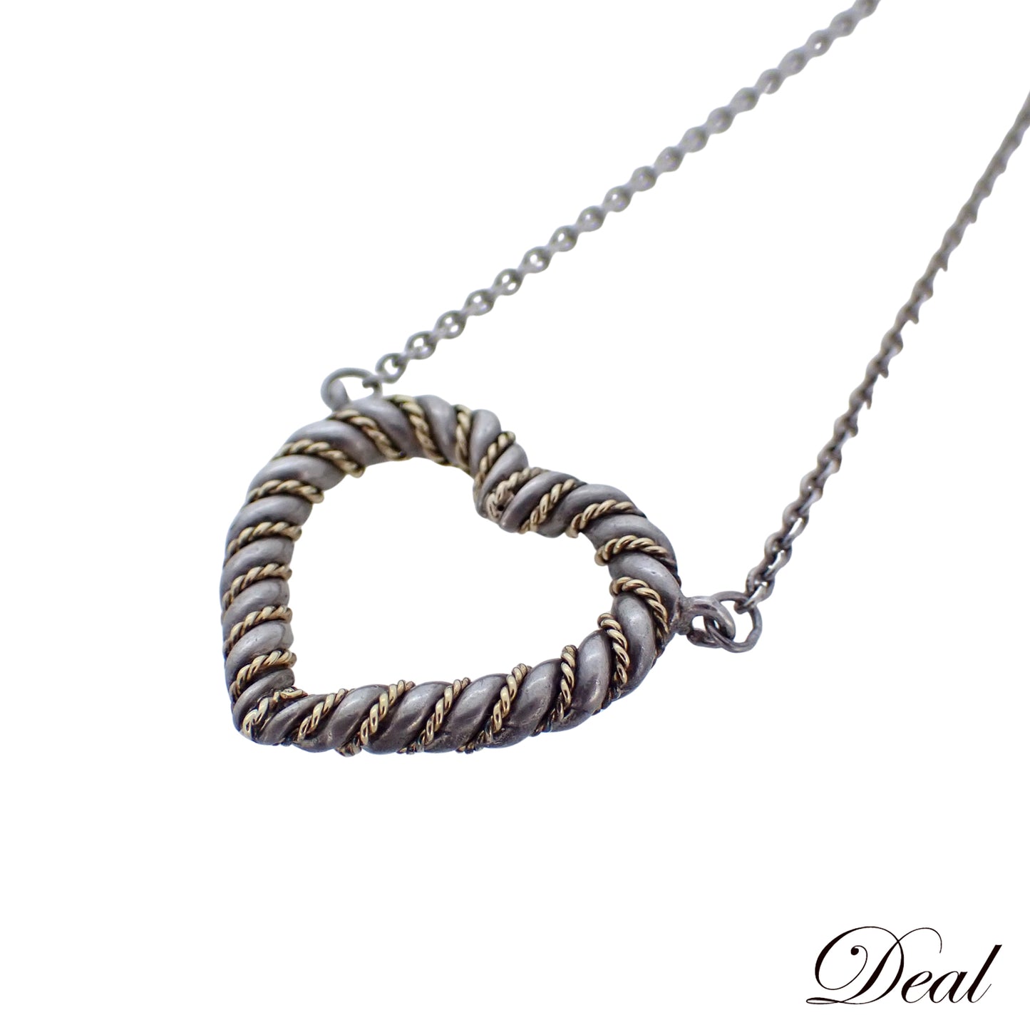 TIFFANY&Co. ティファニー ツイスト ハート コンビ K18YG Sv925 シルバー レディース ネックレス