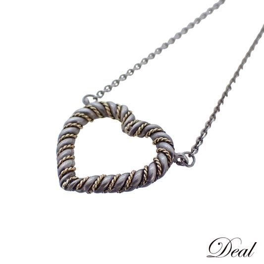 TIFFANY&Co. ティファニー ツイスト ハート コンビ K18YG Sv925 シルバー レディース ネックレス