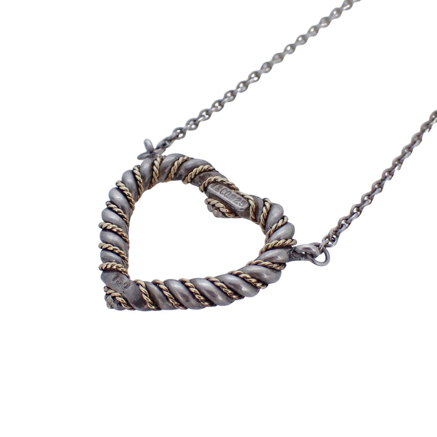 TIFFANY&Co. ティファニー ツイスト ハート コンビ K18YG Sv925 シルバー レディース ネックレス