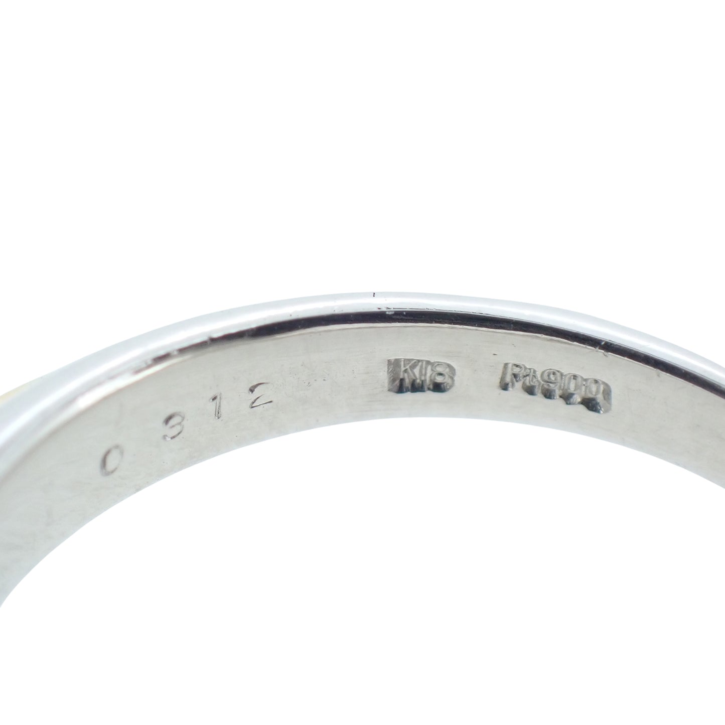 Pt900 K18YG 1粒ダイヤ 0.312ct 5.8g 15号 シルバー レディース リング 指輪