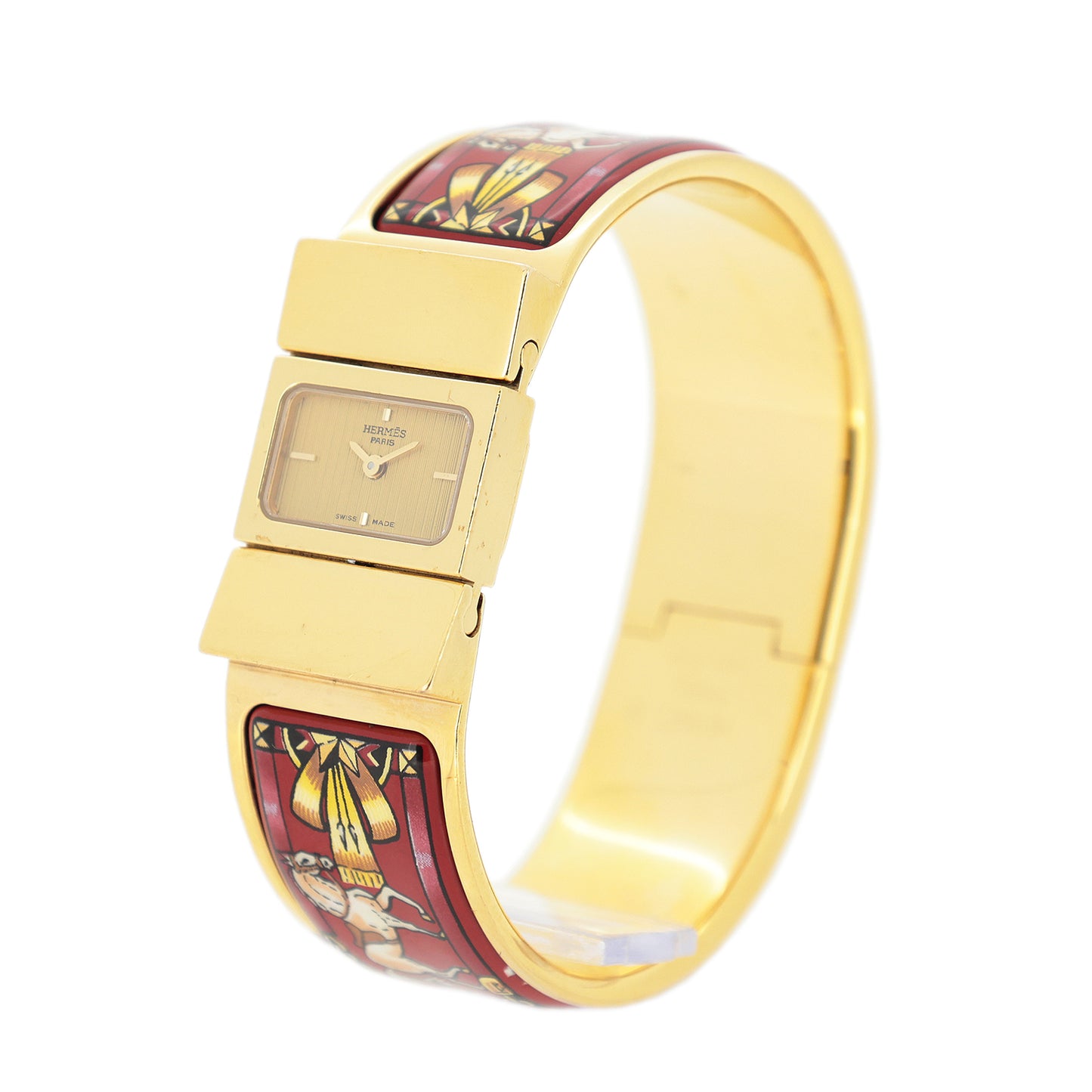 HERMES エルメス ロケ バングル ウォッチ L01.201 七宝焼き レディース 腕時計