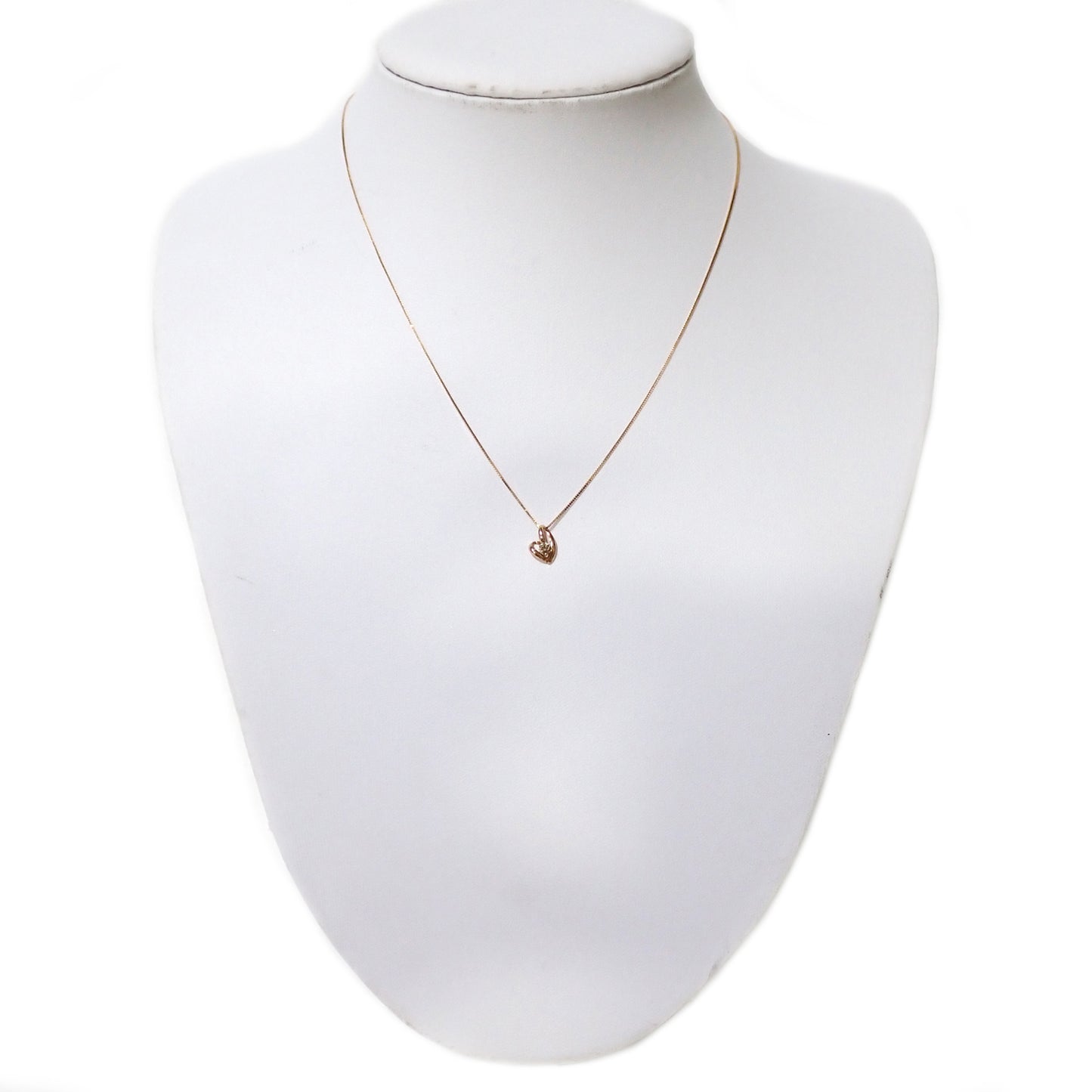 K18PG ハート モチーフ ダイヤ 0.1ct 1.3g ゴールド レディース ネックレス