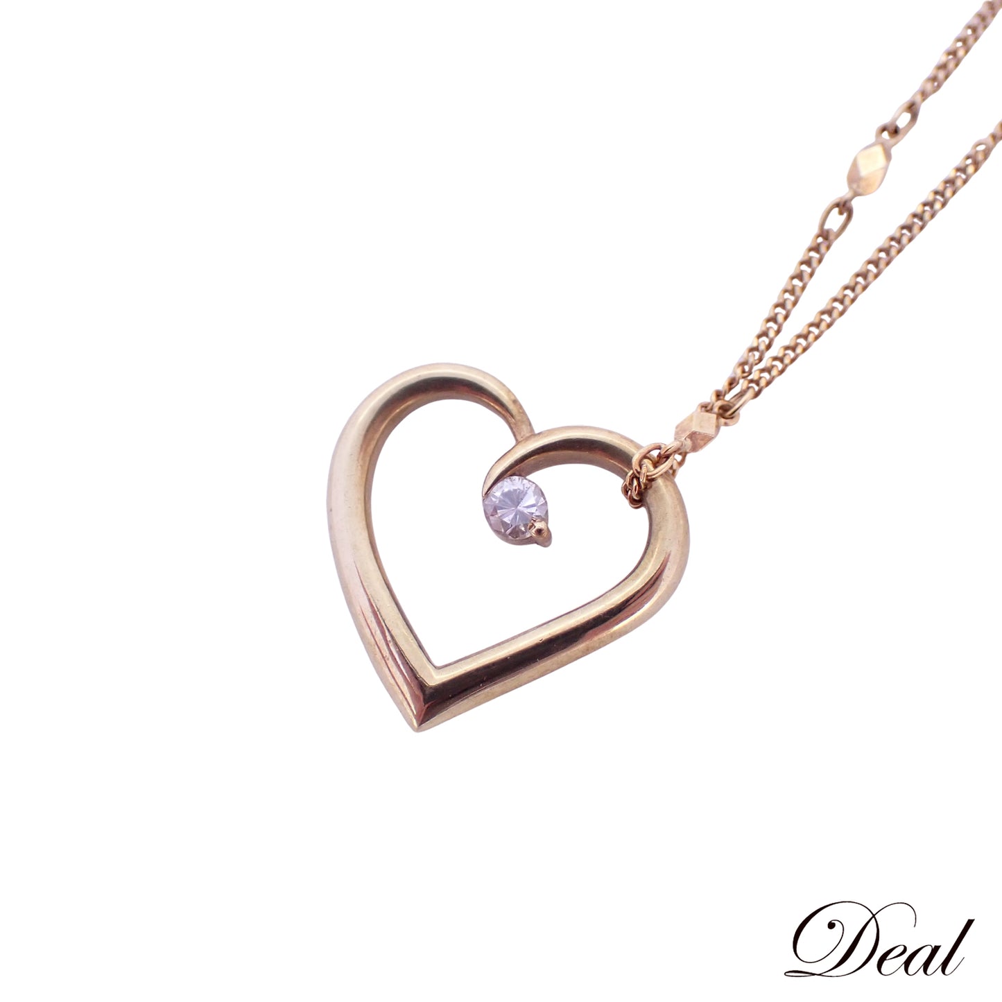 K18YG オープンハート モチーフ ダイヤ 0.1ct 4.8g ゴールド レディース ネックレス