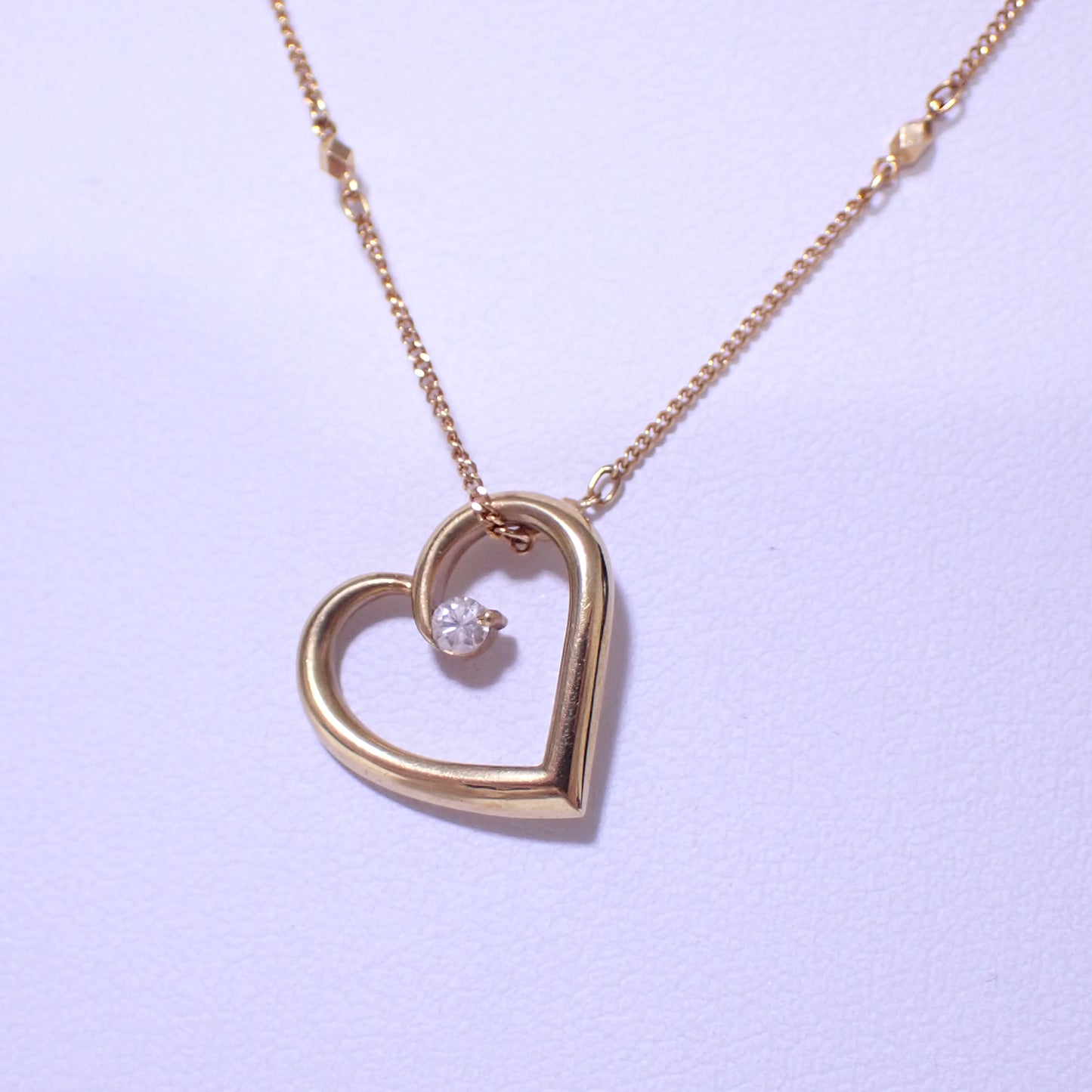 K18YG オープンハート モチーフ ダイヤ 0.1ct 4.8g ゴールド レディース ネックレス