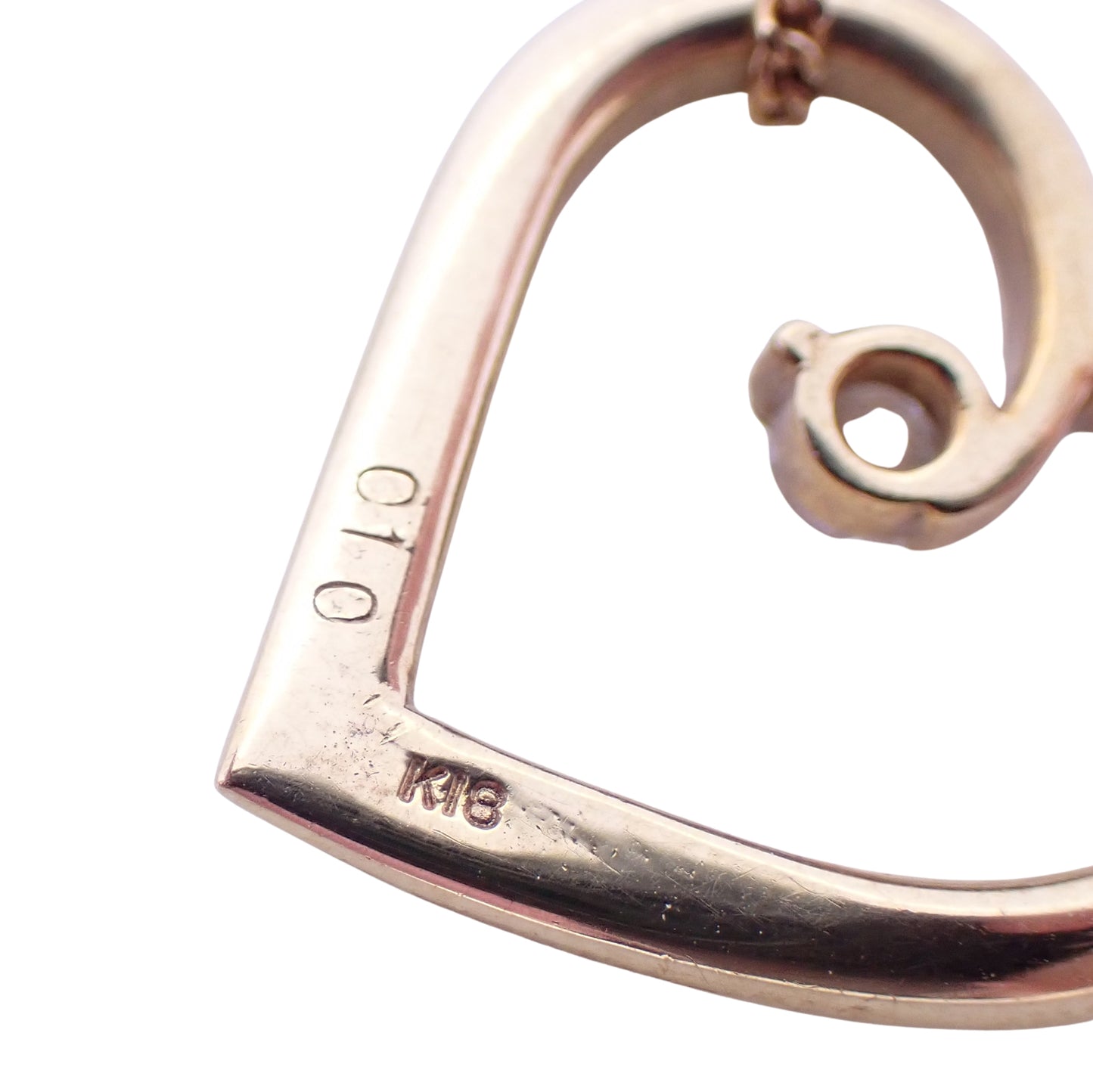 K18YG オープンハート モチーフ ダイヤ 0.1ct 4.8g ゴールド レディース ネックレス