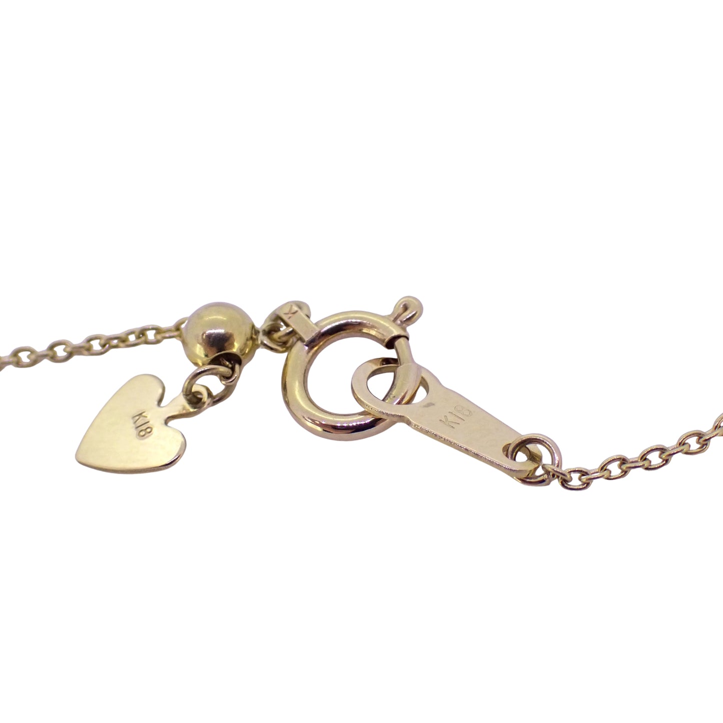 K18YG オープンハート モチーフ ダイヤ 0.34ct 3.8g ゴールド レディース ネックレス