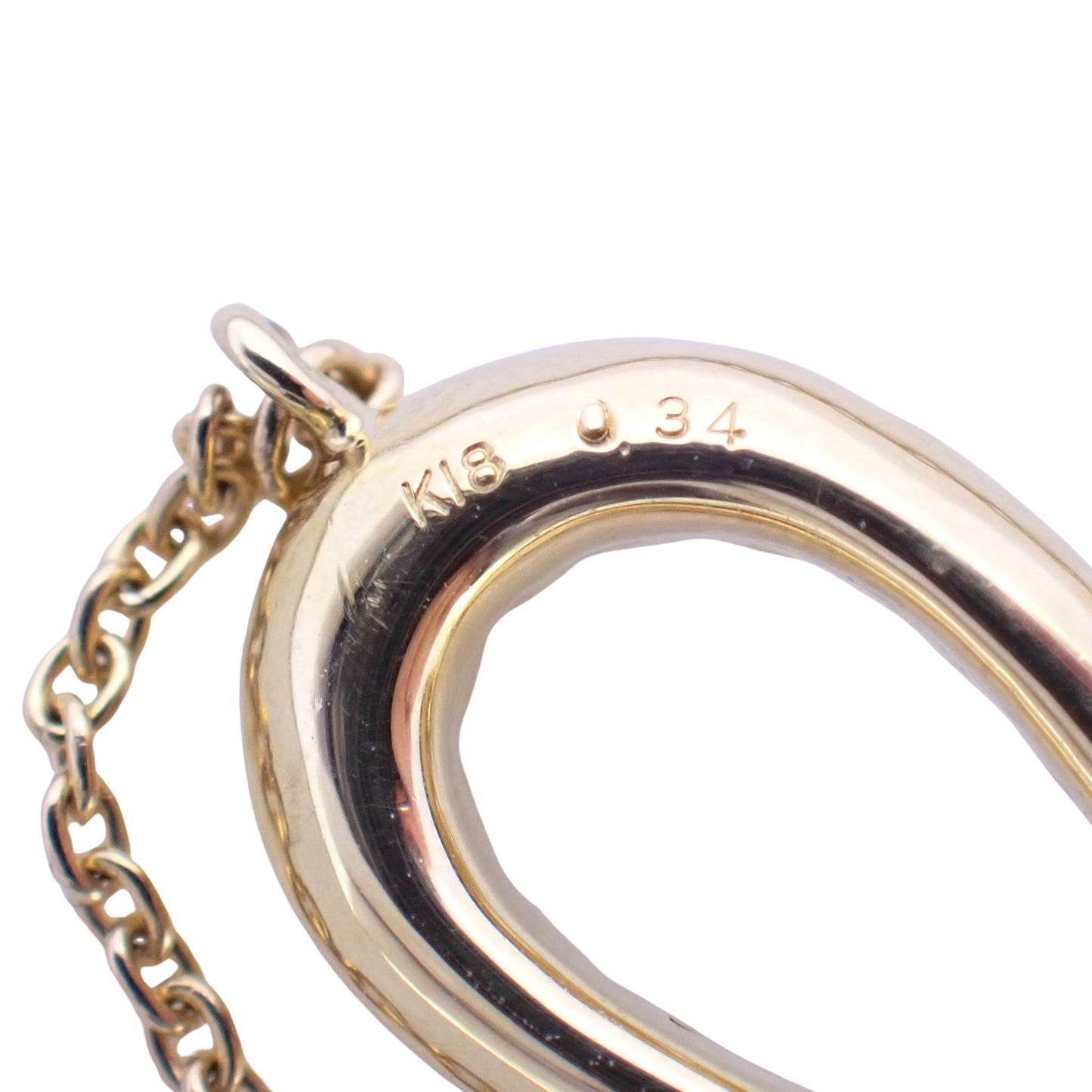 K18YG オープンハート モチーフ ダイヤ 0.34ct 3.8g ゴールド レディース ネックレス