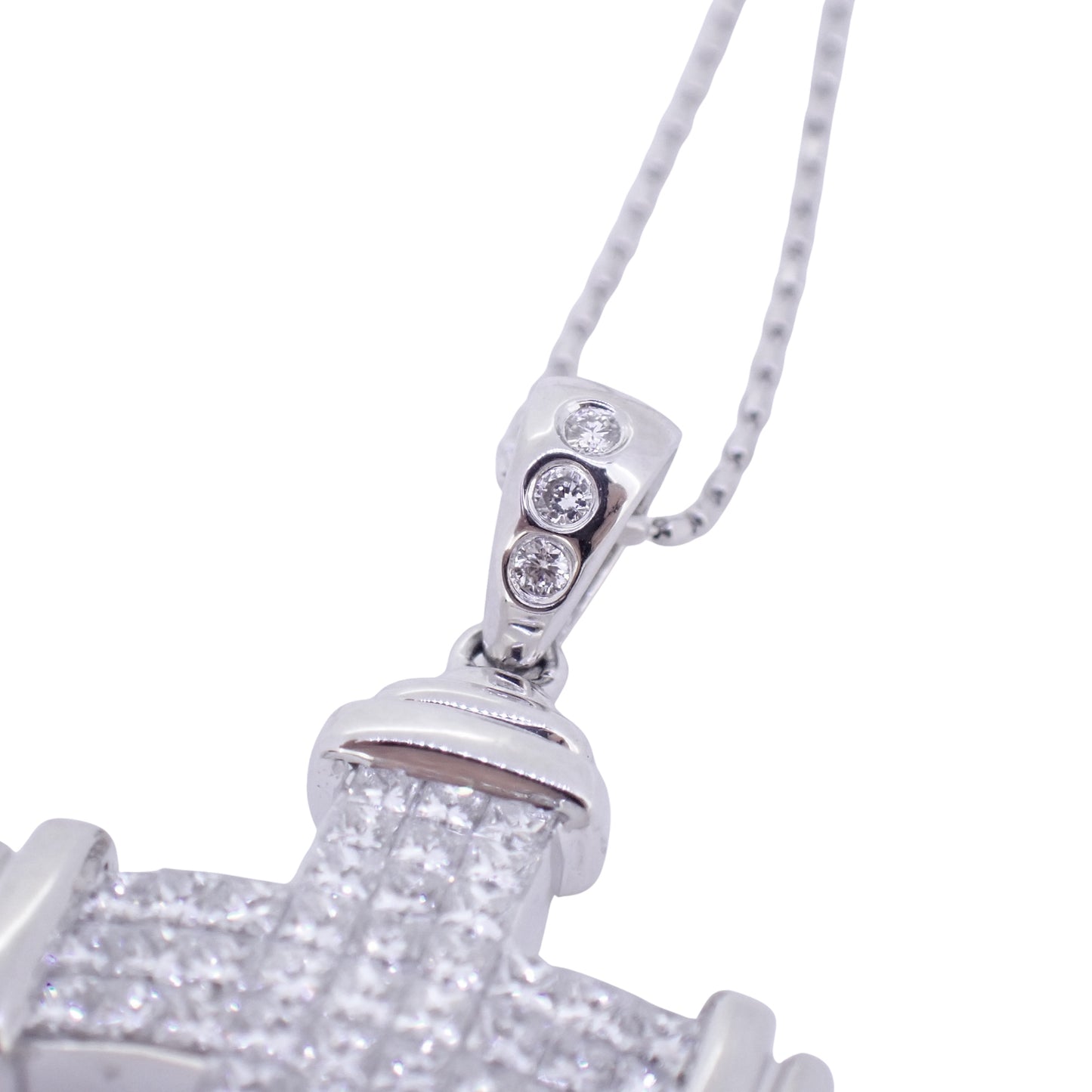 K18WG クロス モチーフ ダイヤ 1.0ct 6.6g シルバー レディース ネックレス