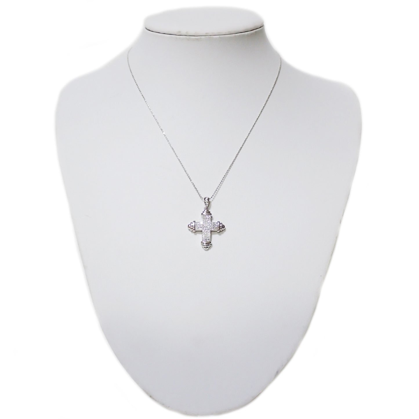 K18WG クロス モチーフ ダイヤ 1.0ct 6.6g シルバー レディース ネックレス