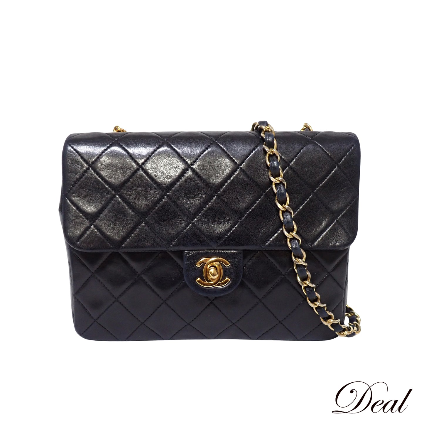 CHANEL シャネル ミニマトラッセ シングルチェーン シングルフラップ ゴールド 保あり ブラック レディース ショルダーバッグ