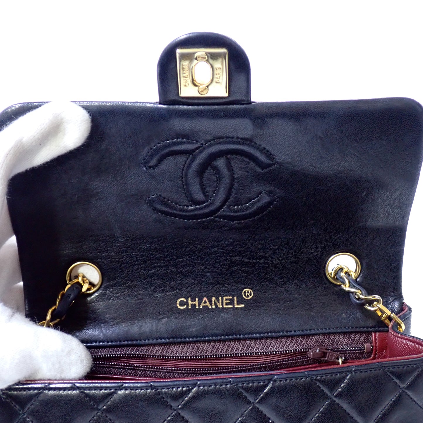 CHANEL シャネル ミニマトラッセ シングルチェーン シングルフラップ ゴールド 保あり ブラック レディース ショルダーバッグ