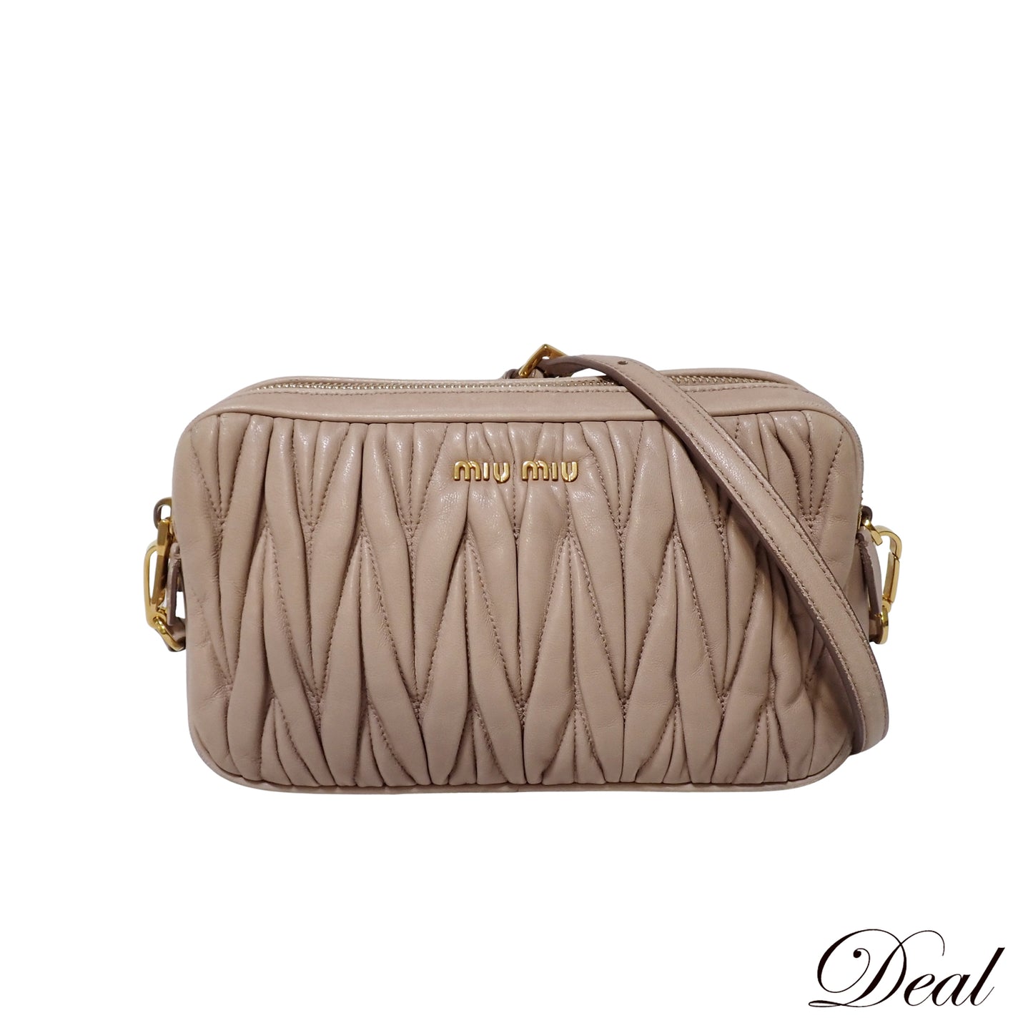 miumiu ミュウミュウ マテラッセ Wファスナー ピンクベージュ ベージュ レディース ショルダーバッグ