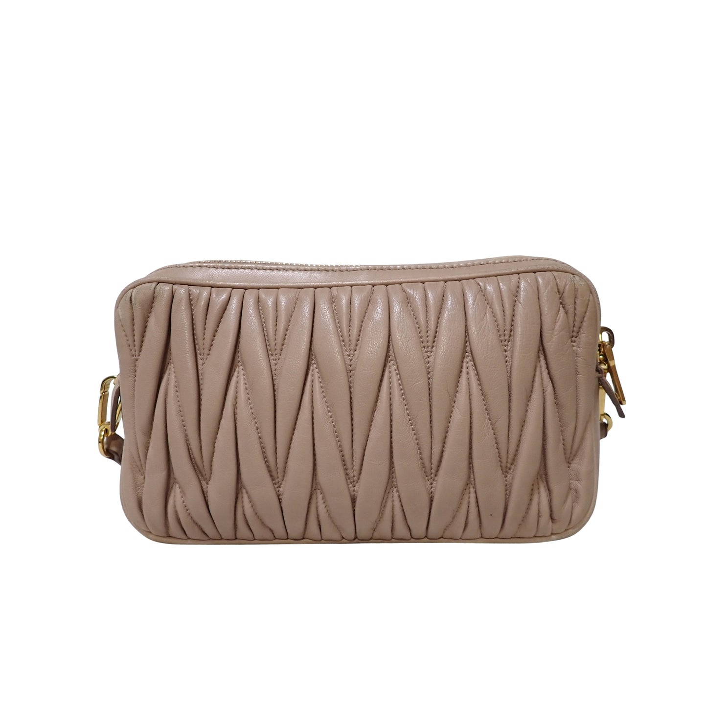 miumiu ミュウミュウ マテラッセ Wファスナー ピンクベージュ ベージュ レディース ショルダーバッグ