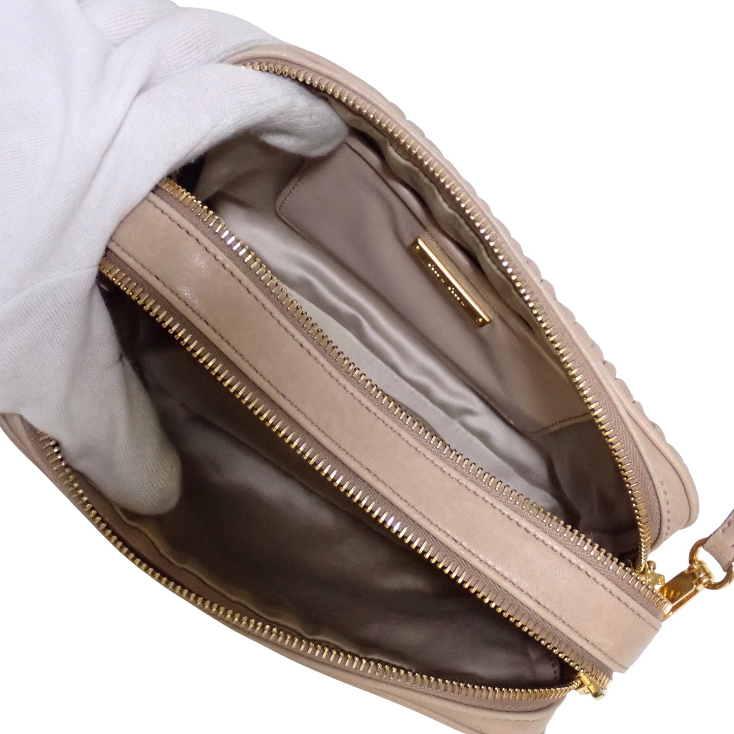 miumiu ミュウミュウ マテラッセ Wファスナー ピンクベージュ ベージュ レディース ショルダーバッグ