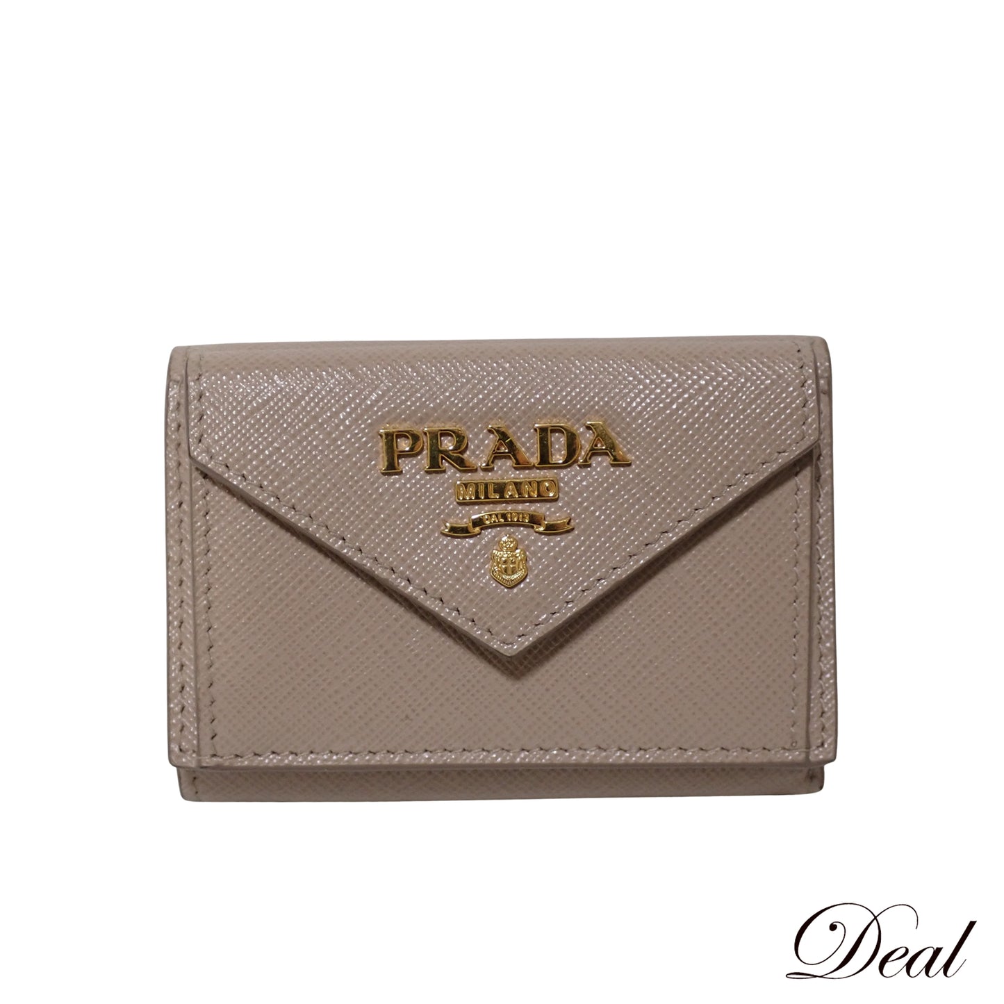 PRADA プラダ サフィアーノ ミニウォレット メタルロゴ 1MH021 ベージュ レディース 三つ折り財布