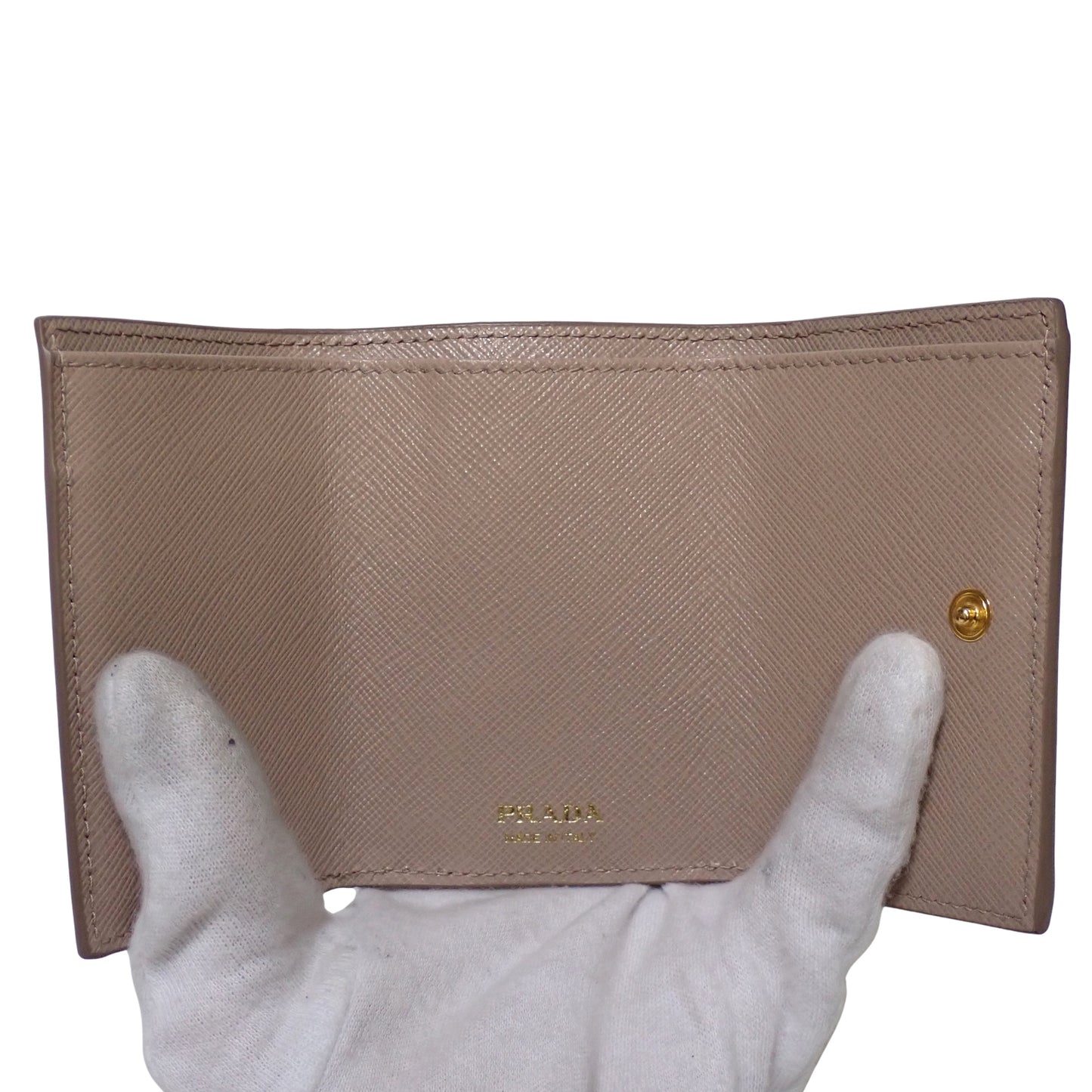 PRADA プラダ サフィアーノ ミニウォレット メタルロゴ 1MH021 ベージュ レディース 三つ折り財布