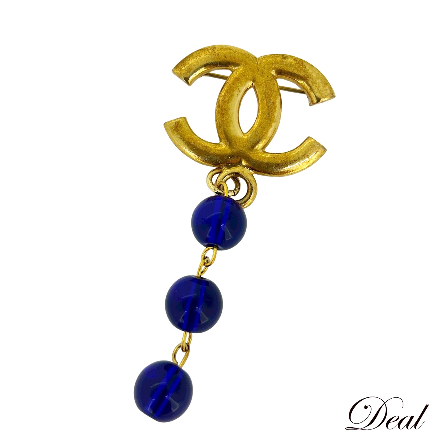 CHANEL シャネル ココマーク カラーストーン スイング ブルー 96P ヴィンテージ ゴールド レディース ブローチ