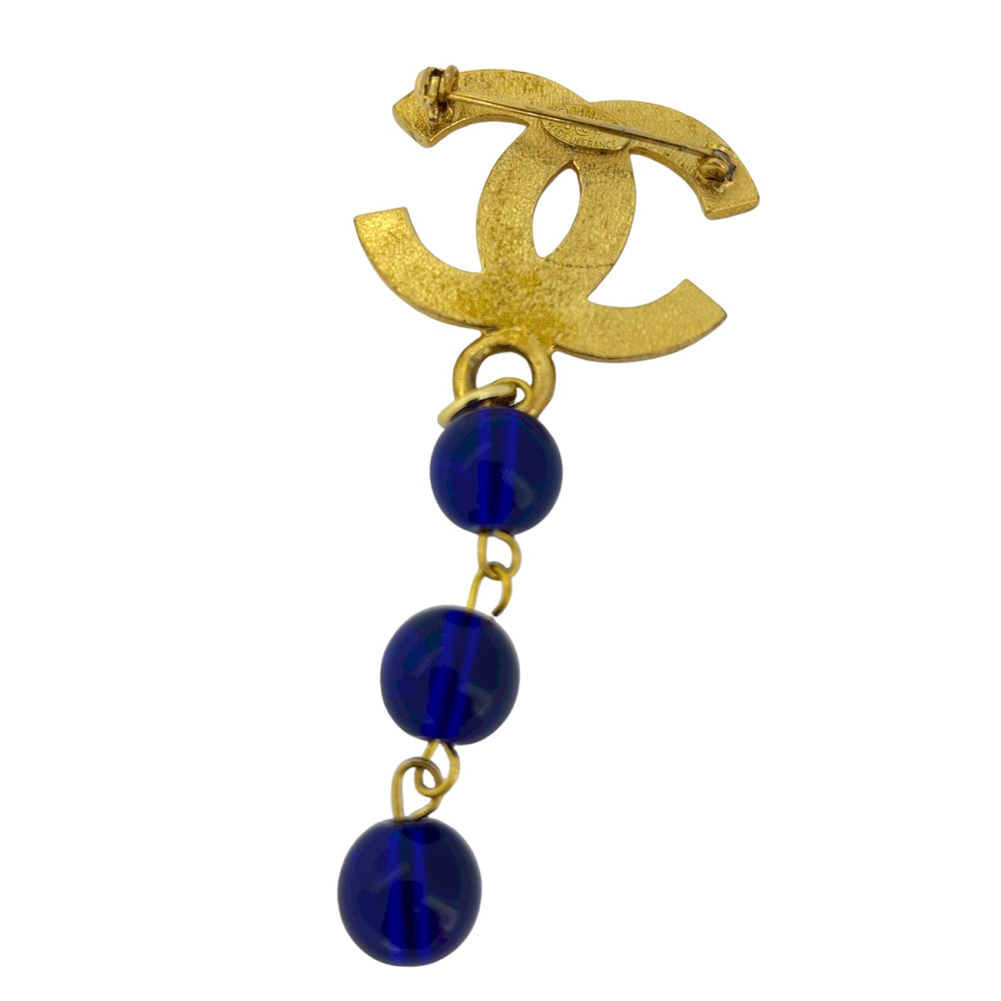CHANEL シャネル ココマーク カラーストーン スイング ブルー 96P ヴィンテージ ゴールド レディース ブローチ