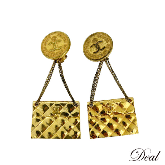 CHANEL シャネル マトラッセ バッグ コイン ココ ヴィンテージ ゴールド レディース イヤリング