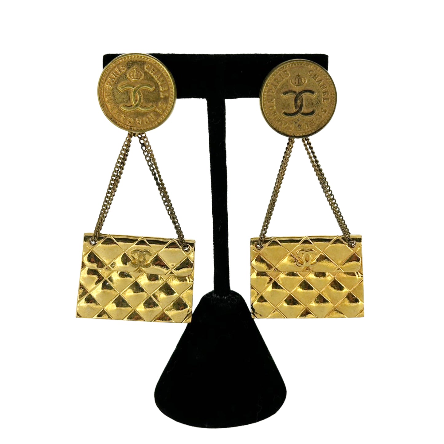 CHANEL 샤넬 마트라세 백 코인 코코 빈티지 골드 여성 귀걸이