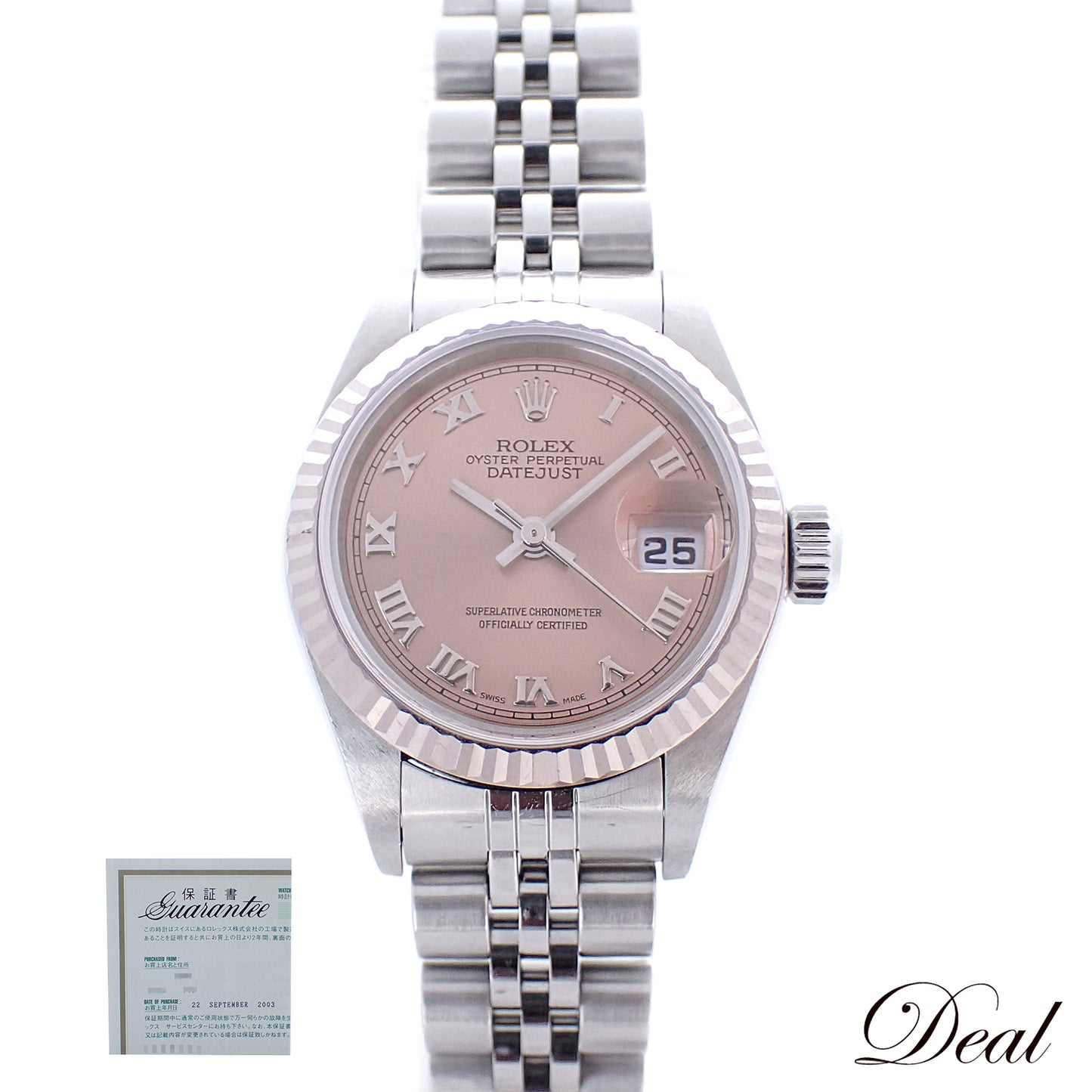 ROLEX ロレックス デイトジャスト Y 79174 WG/SS ピンク 日ロレギャラ レディース 腕時計