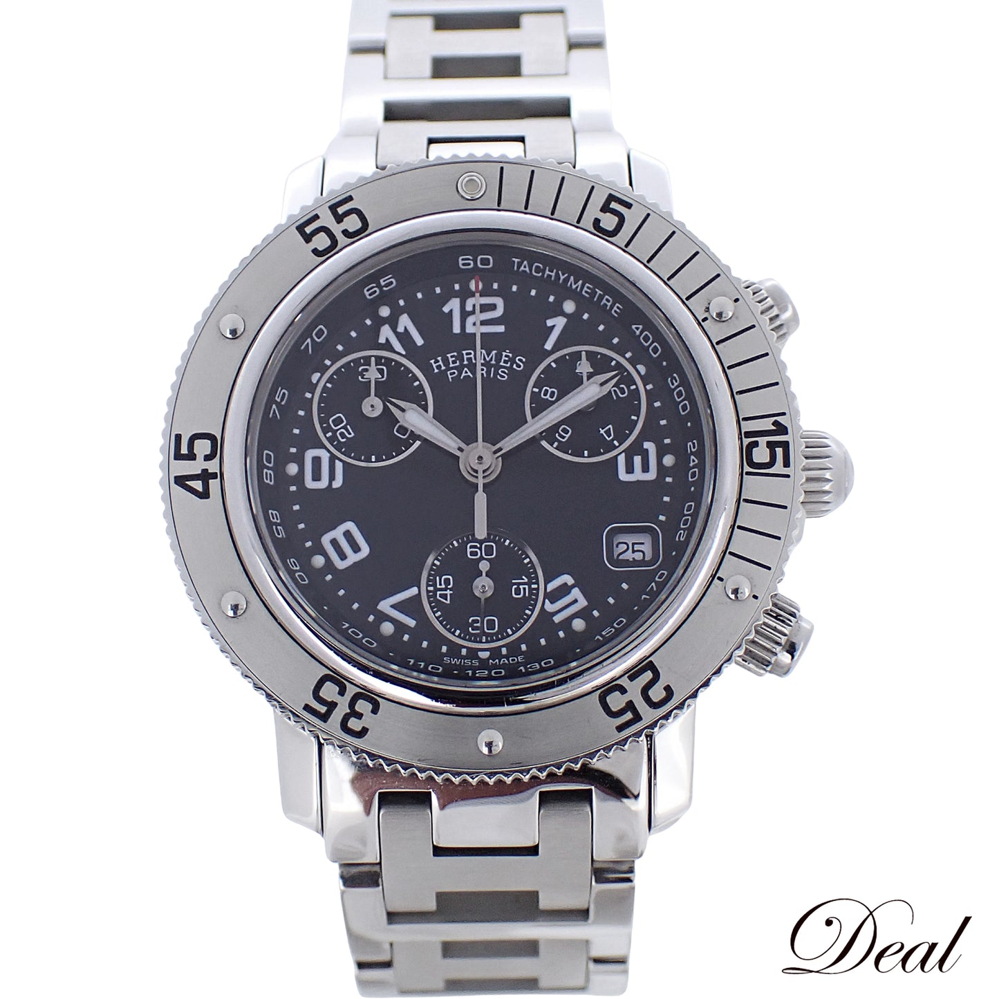 HERMES エルメス クリッパー クロノグラフ 黒 CL2.310 レディース 腕時計