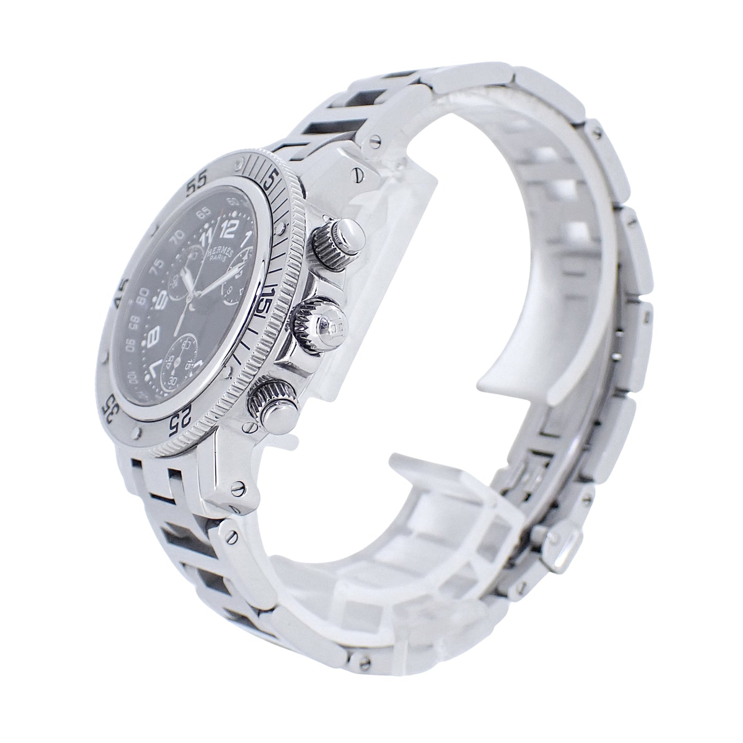 HERMES エルメス クリッパー クロノグラフ 黒 CL2.310 レディース 腕時計