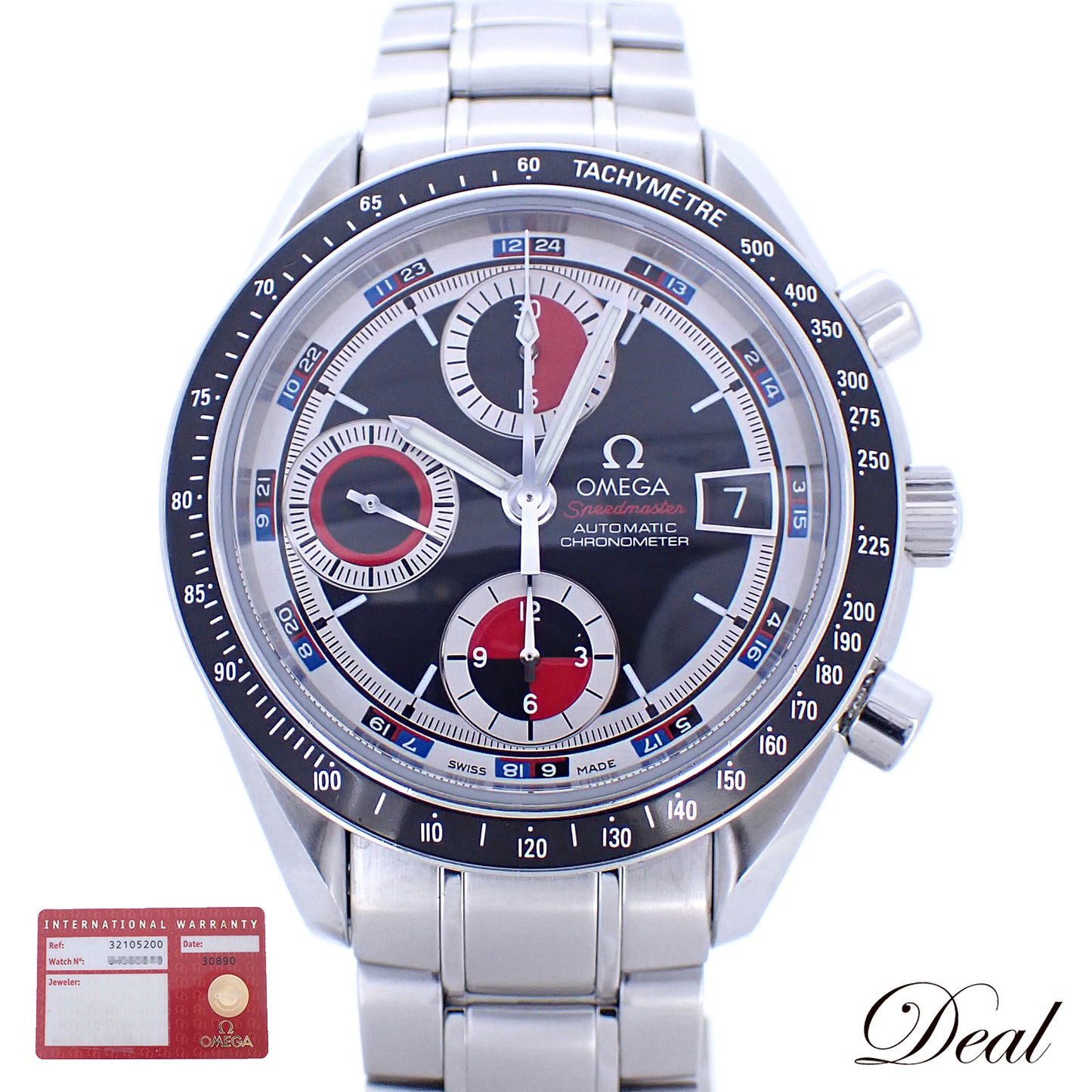 OMEGA オメガ スピードマスター デイト 3210.52 ブラック×レッド メンズ 腕時計