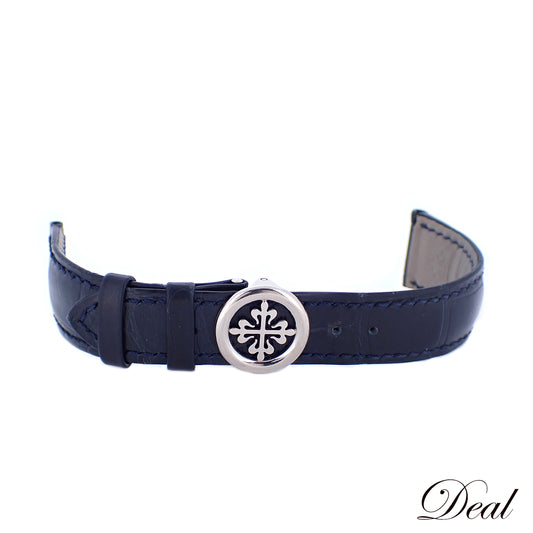 PATEK PHILIPPE パテックフィリップ 純正 レザーベルト K18WG Dバックル付き ブラック 20mm ブラック メンズ 時計ベルト