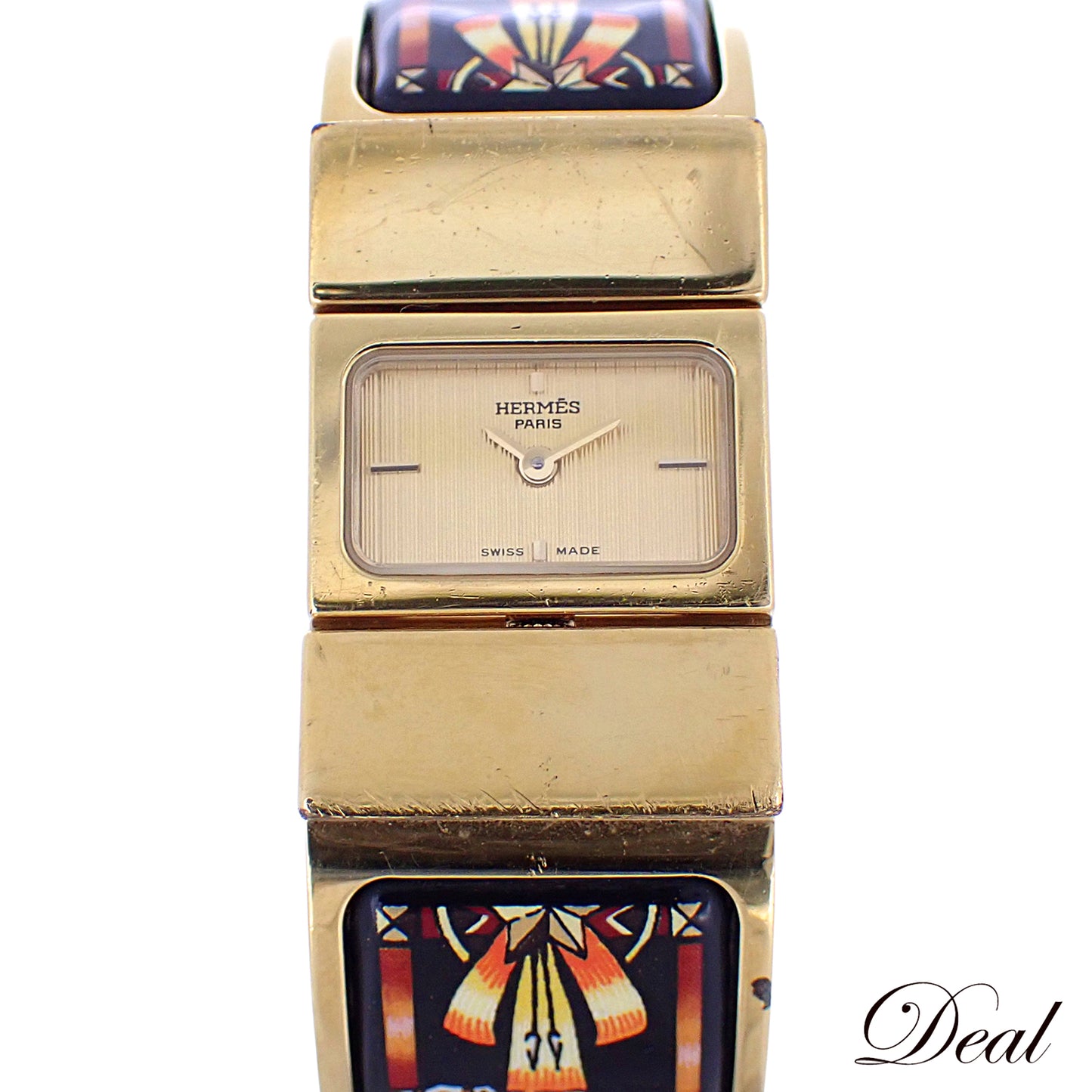 HERMES エルメス ロケ バングル ウォッチ L01.201 七宝焼き レディース 腕時計