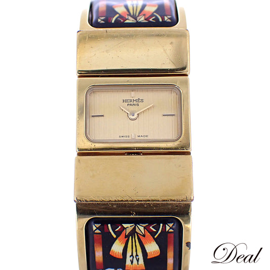 HERMES エルメス ロケ バングル ウォッチ L01.201 七宝焼き レディース 腕時計