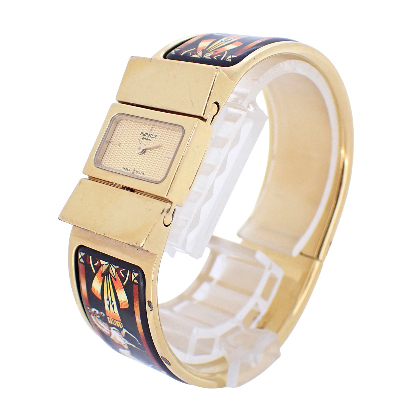 HERMES エルメス ロケ バングル ウォッチ L01.201 七宝焼き レディース 腕時計