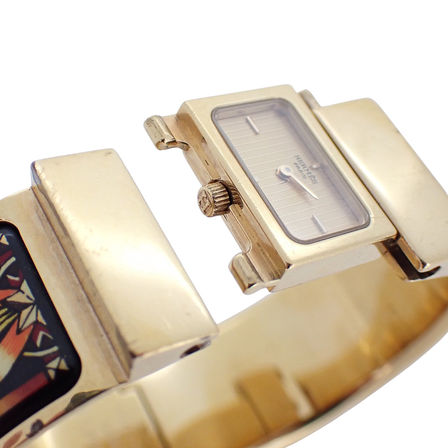 HERMES エルメス ロケ バングル ウォッチ L01.201 七宝焼き レディース 腕時計