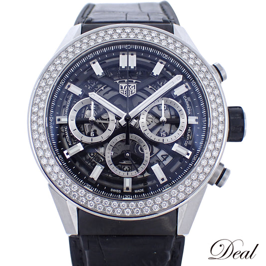 日本限定50本 ベゼルダイヤ TAG HEUER タグホイヤー カレラ キャリバーホイヤー02 CBG2A12 メンズ 腕時計