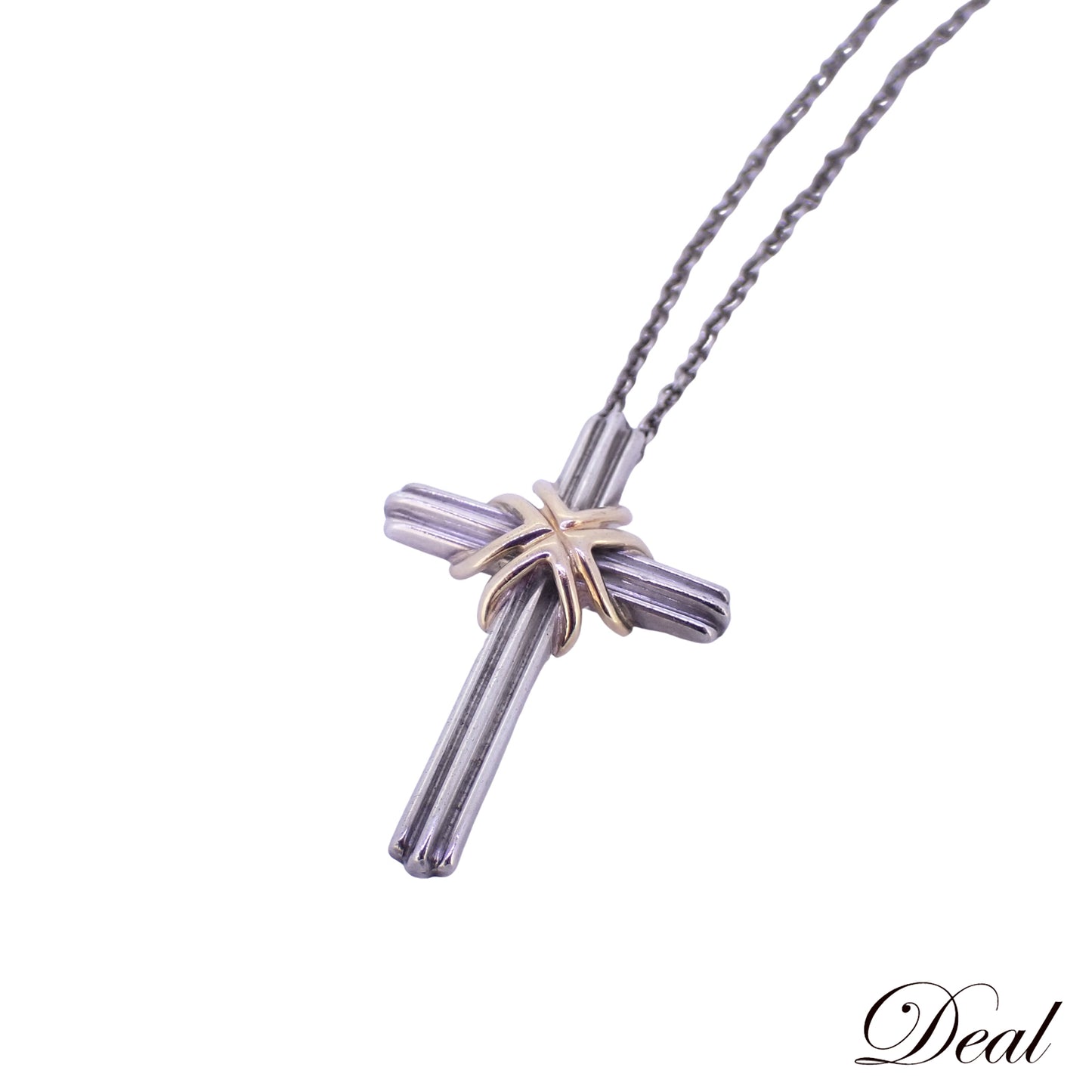 TIFFANY&Co. ティファニー シグネチャー クロス Sv925 K18YG ヴィンテージ シルバー レディース ネックレス
