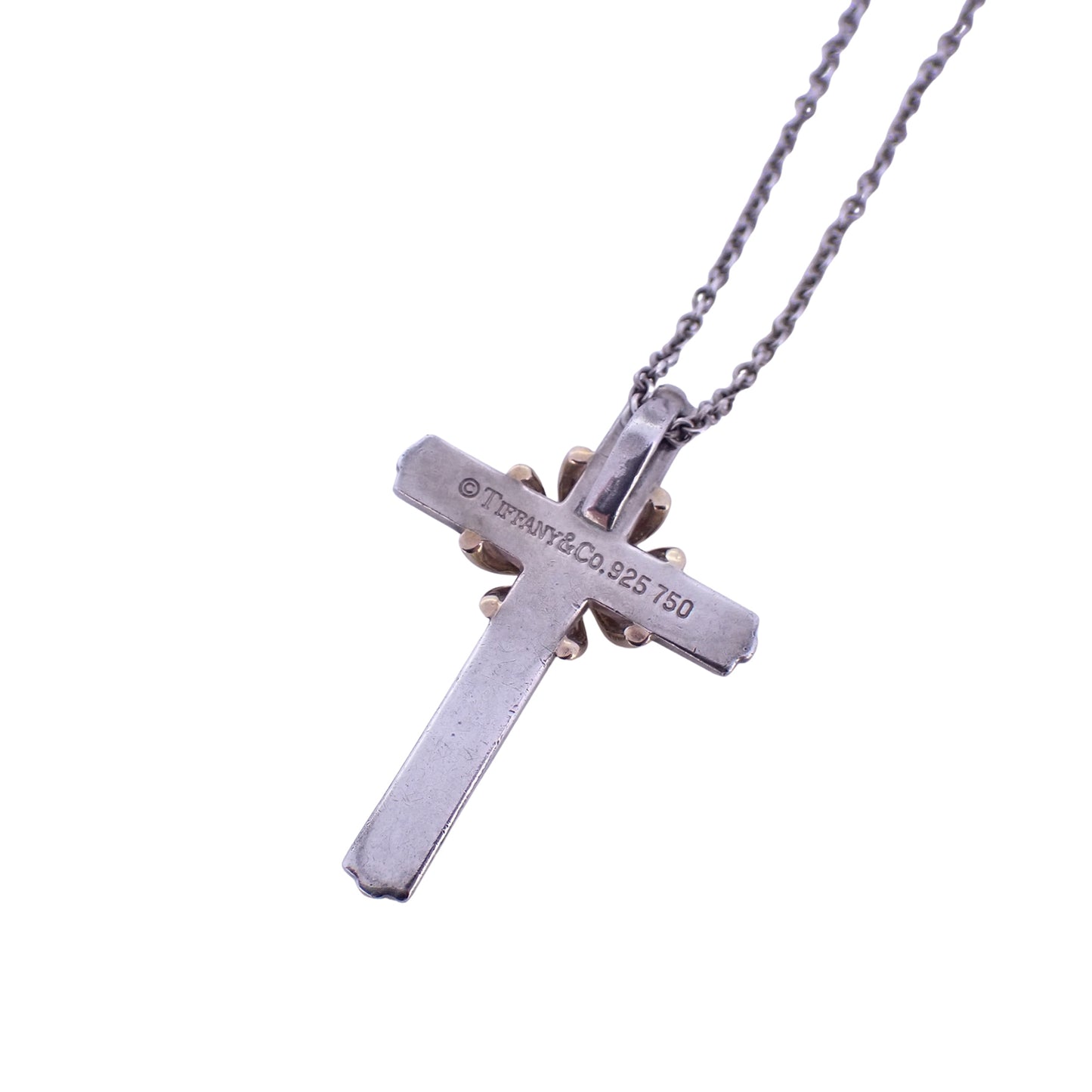 TIFFANY&Co. ティファニー シグネチャー クロス Sv925 K18YG ヴィンテージ シルバー レディース ネックレス