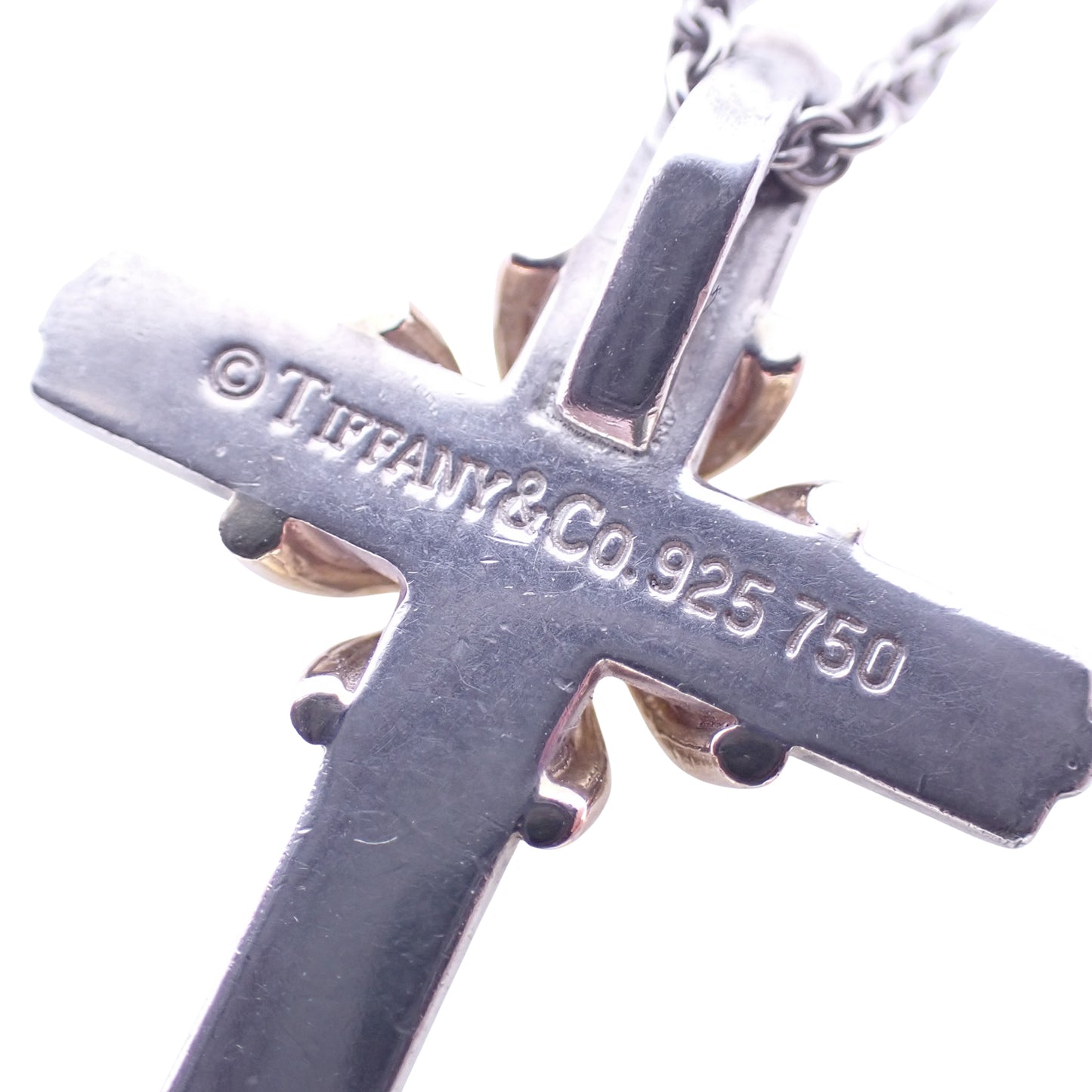 TIFFANY&Co. ティファニー シグネチャー クロス Sv925 K18YG ヴィンテージ シルバー レディース ネックレス