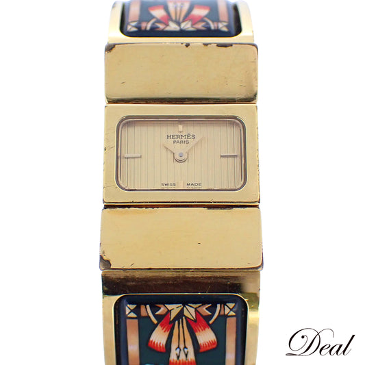 HERMES エルメス ロケ バングル ウォッチ LO1.201 七宝焼き レディース 腕時計