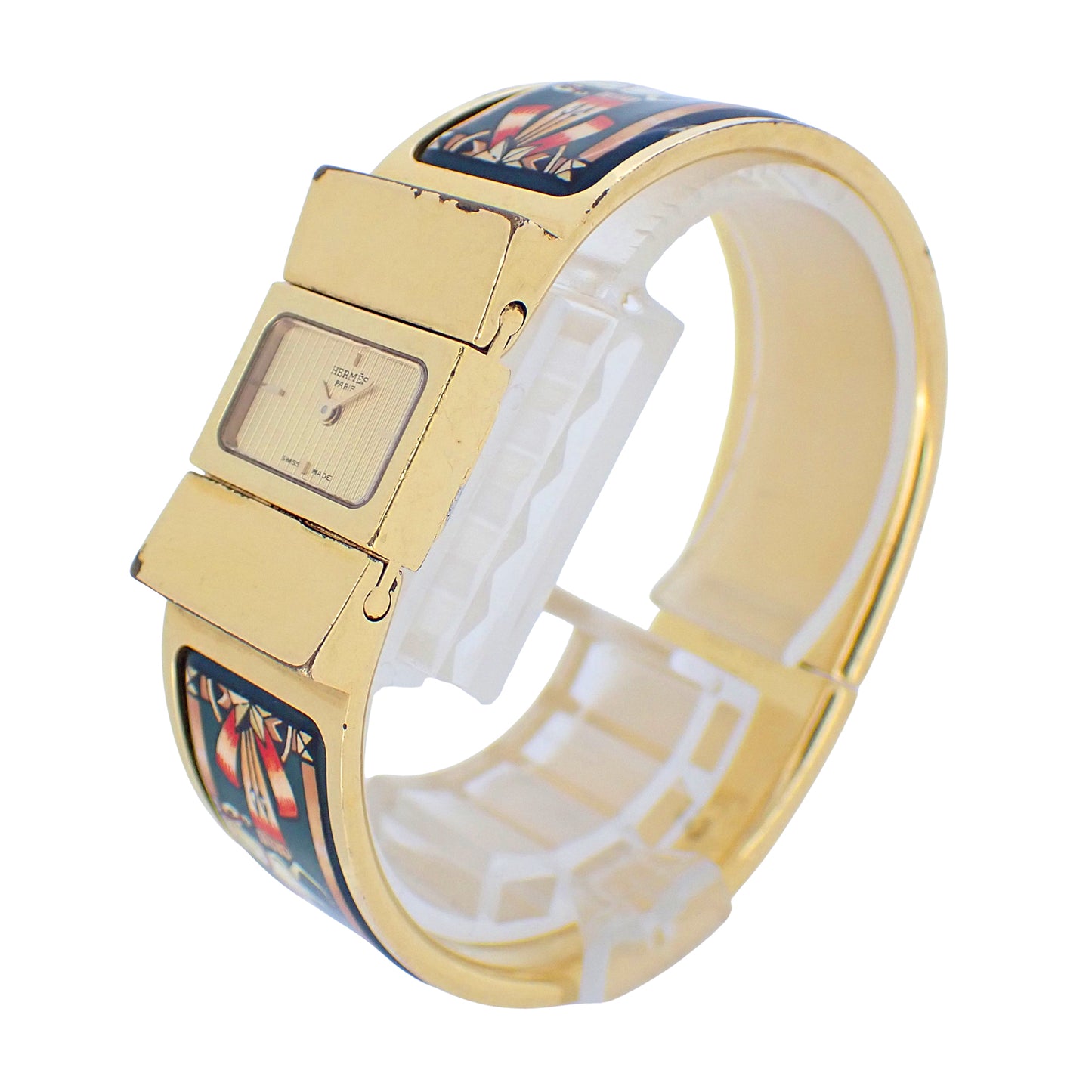HERMES エルメス ロケ バングル ウォッチ LO1.201 七宝焼き レディース 腕時計