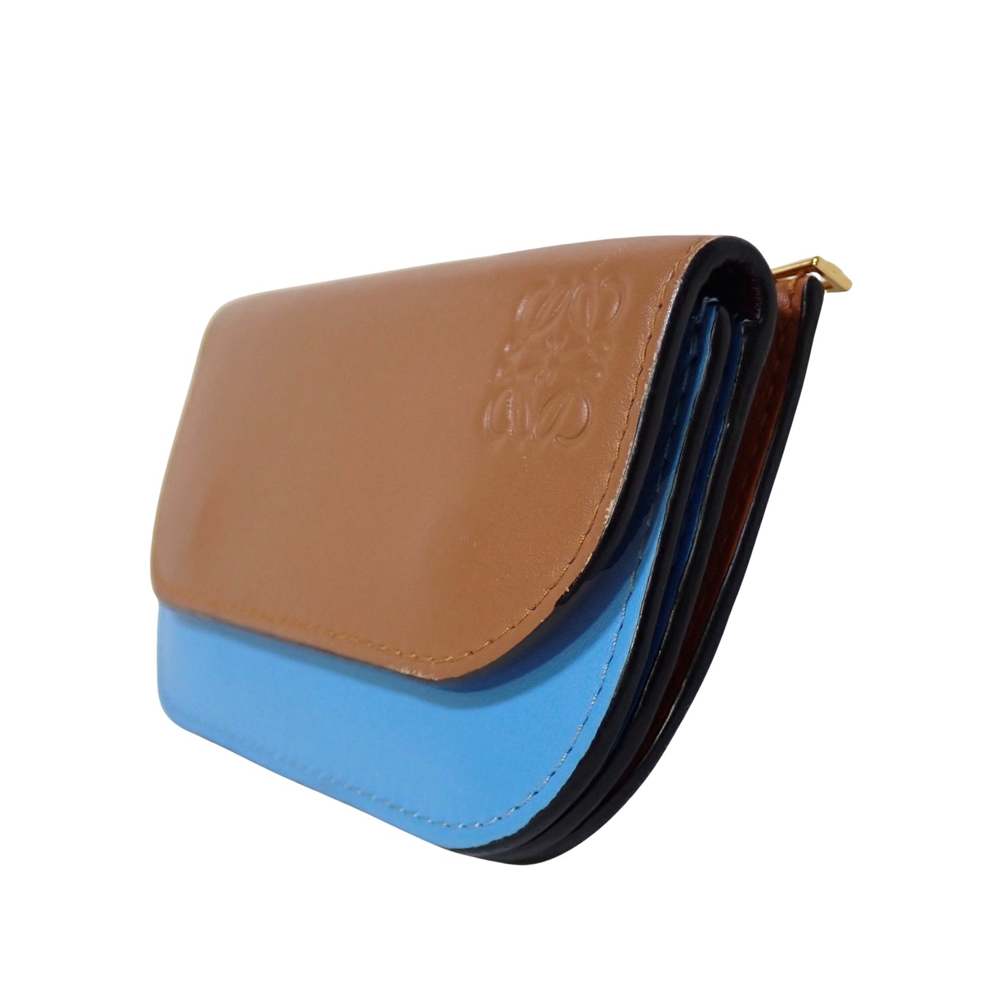 LOEWE ロエベ ゲート バイカラー ミニウォレット キーリング付 ブルー レディース コインケース