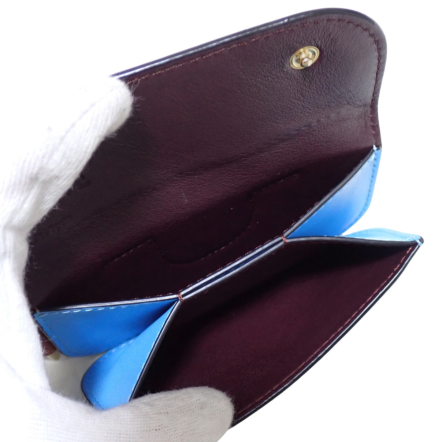 LOEWE ロエベ ゲート バイカラー ミニウォレット キーリング付 ブルー レディース コインケース