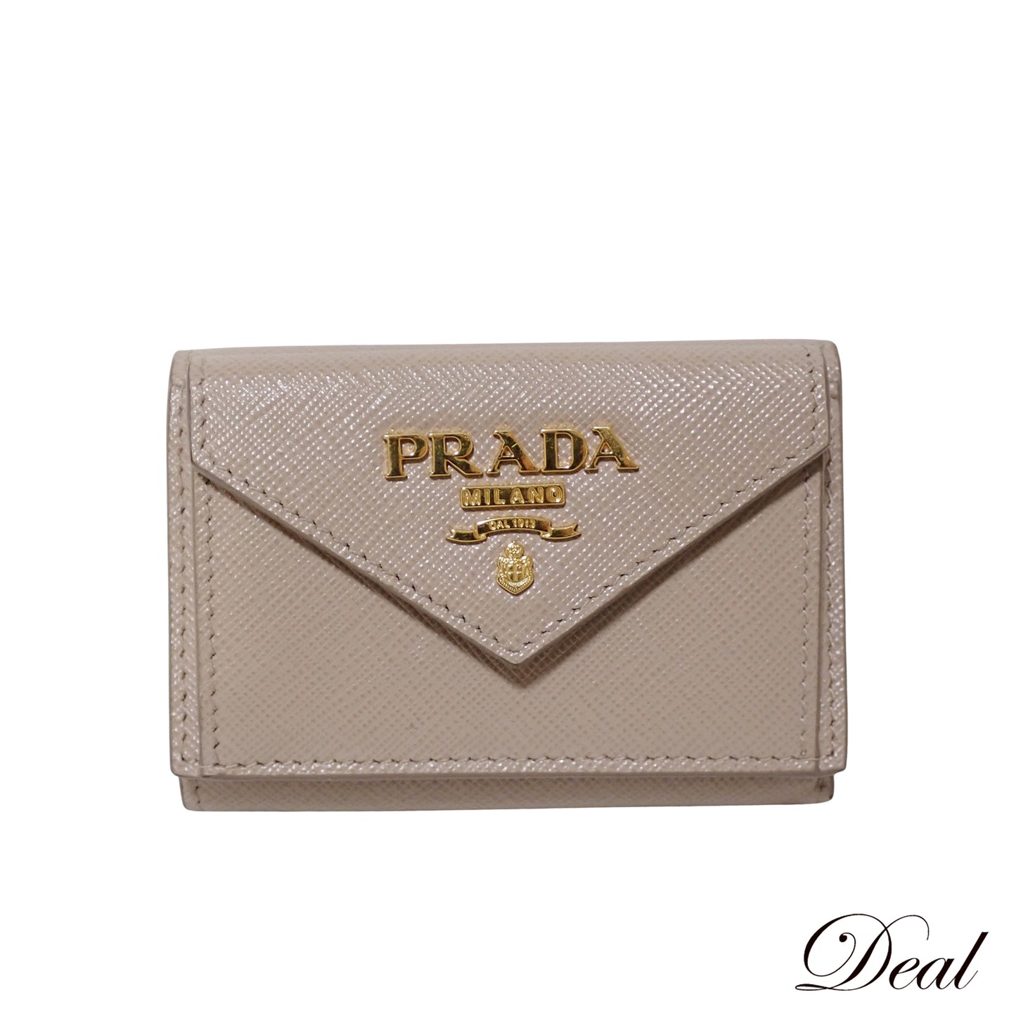 PRADA プラダ サフィアーノ ミニウォレット メタルロゴ 1MH021 ベージュ レディース 三つ折り財布