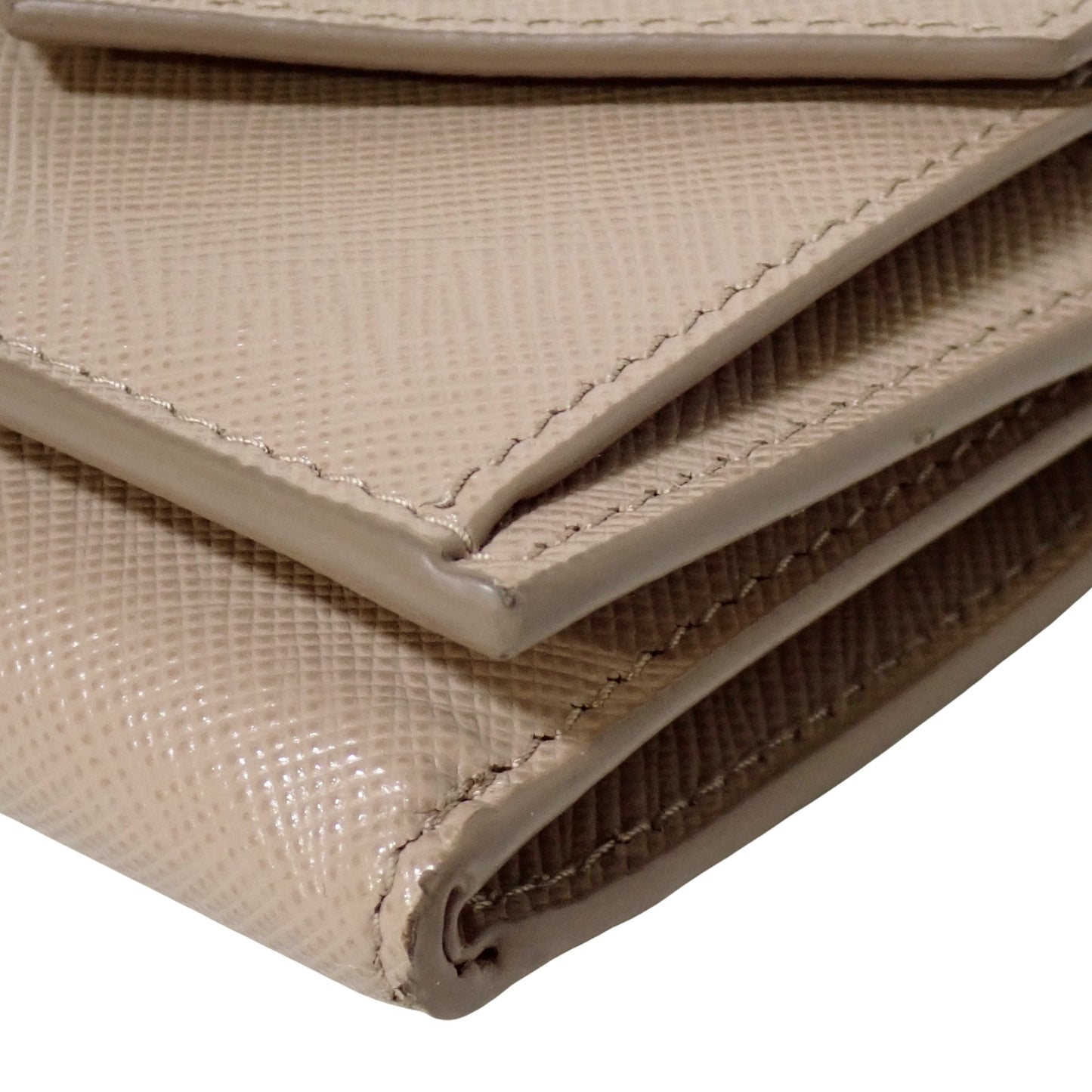 PRADA プラダ サフィアーノ ミニウォレット メタルロゴ 1MH021 ベージュ レディース 三つ折り財布