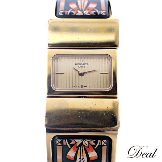 HERMES エルメス ロケ バングル ウォッチ LO1.201 七宝焼き レディース 腕時計