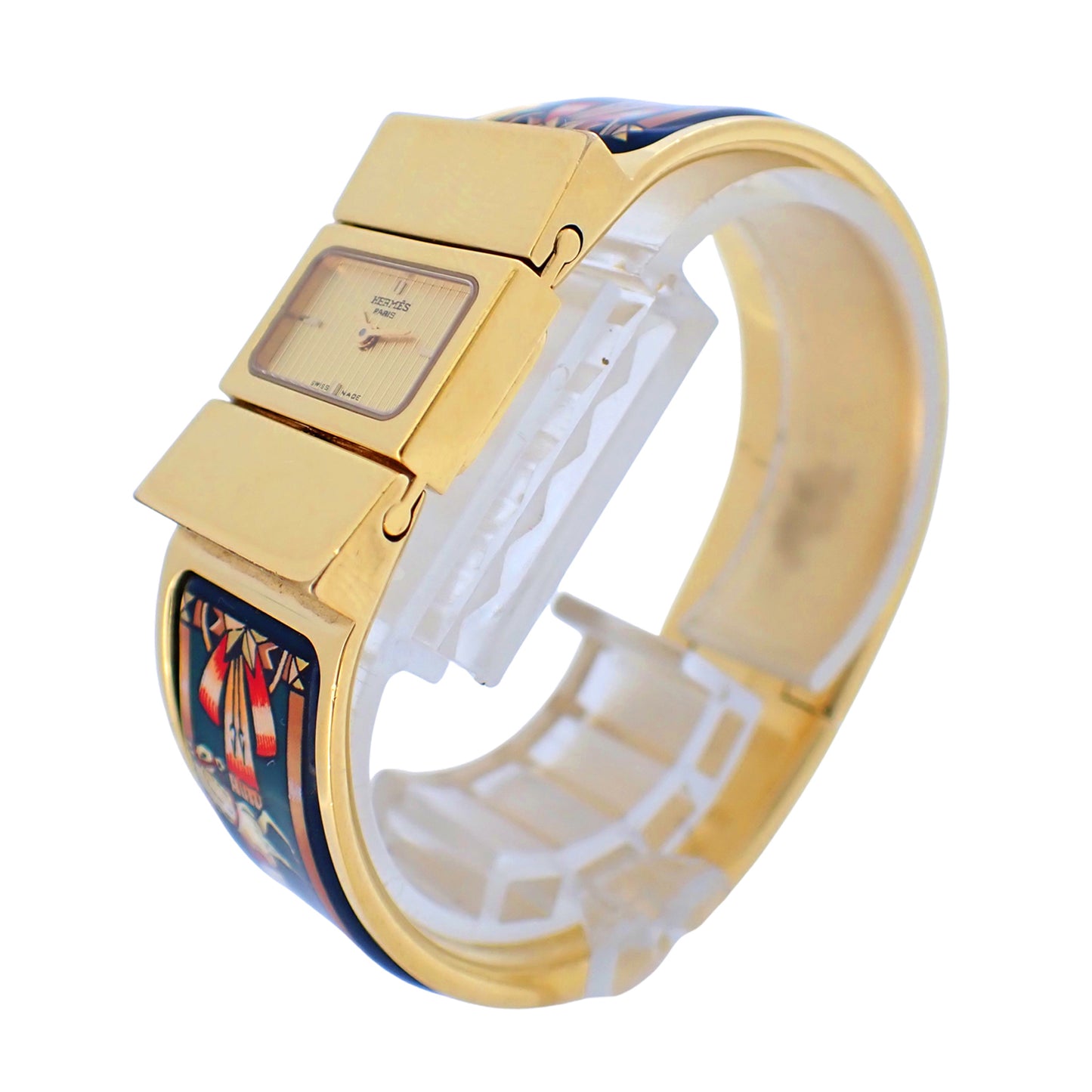 HERMES エルメス ロケ バングル ウォッチ LO1.201 七宝焼き レディース 腕時計