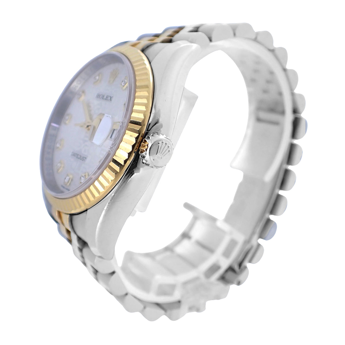 ROLEX Datejust 10PD Silver Computer 116233G SS/YG Men's Watch